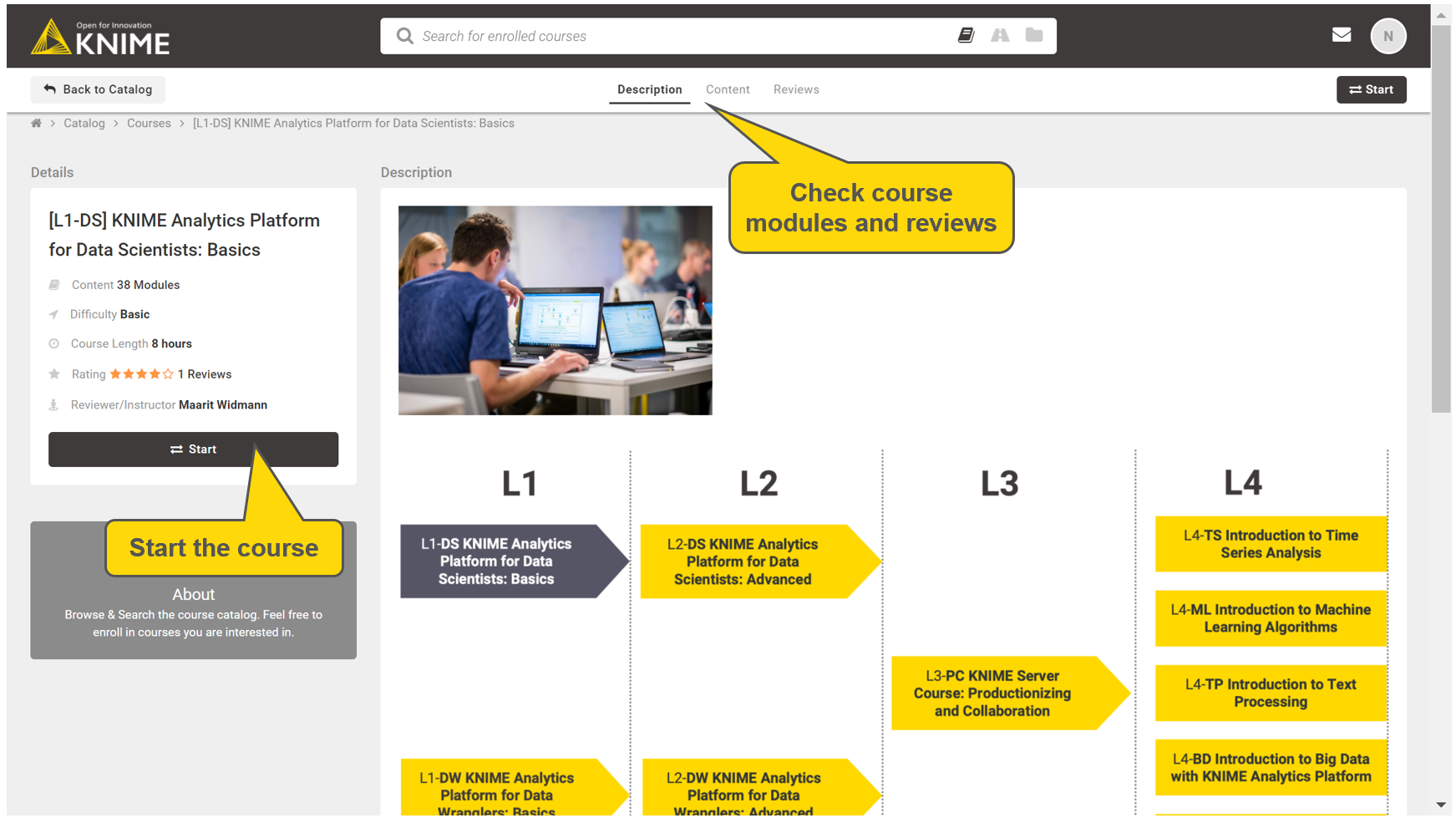 KNIME self-paced courses on new learning platform