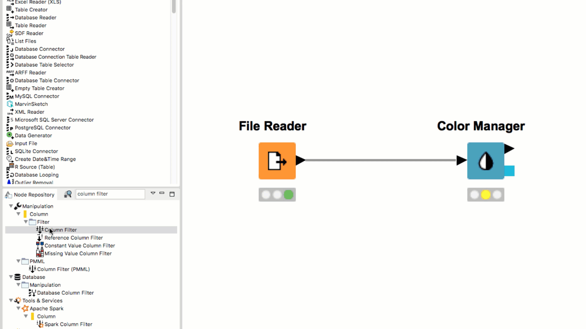How to have a node automatically inserted between two nodes in KNIME.