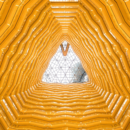 triangular column within a building