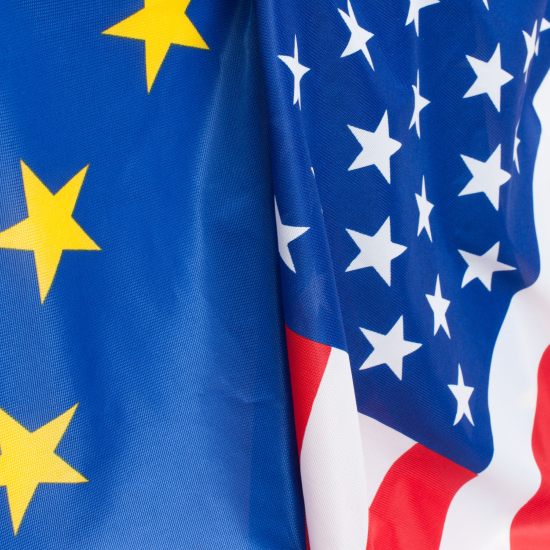 the eu and us flags next to each other