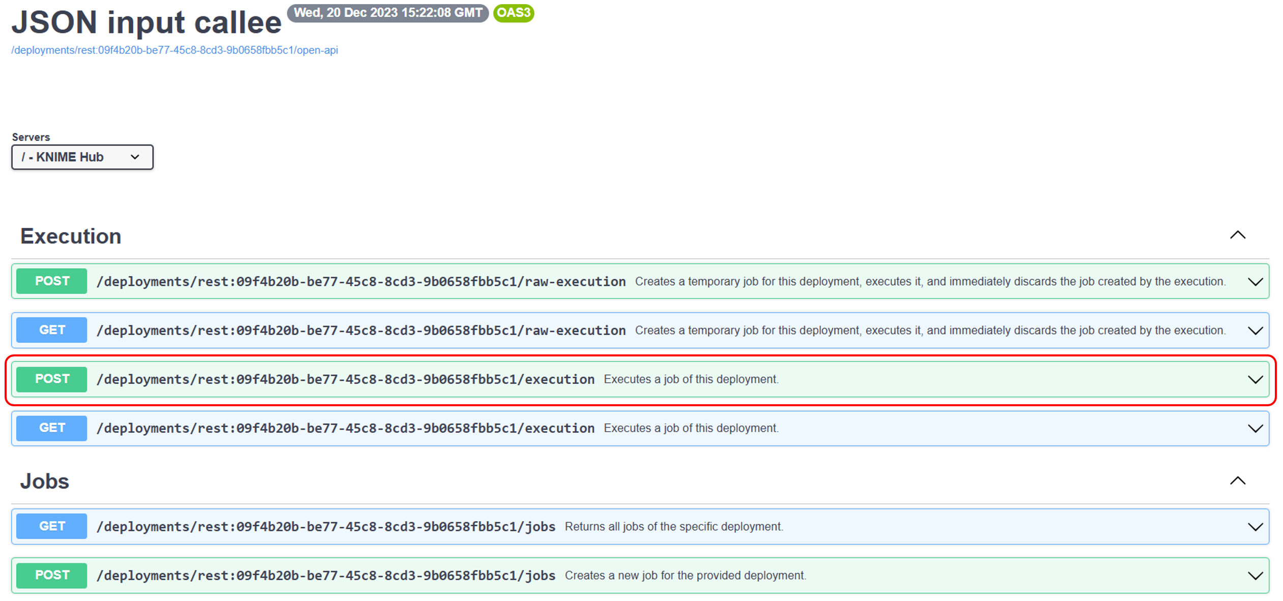KNIME Business Hub single-step execution