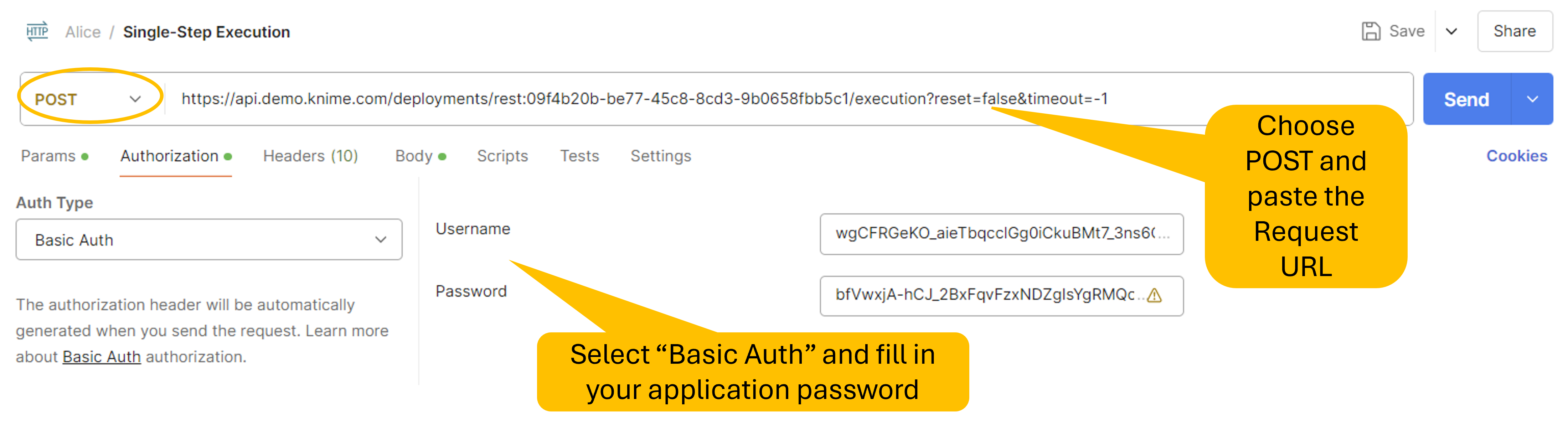 Enter user name and password with Basic Auth in Postman