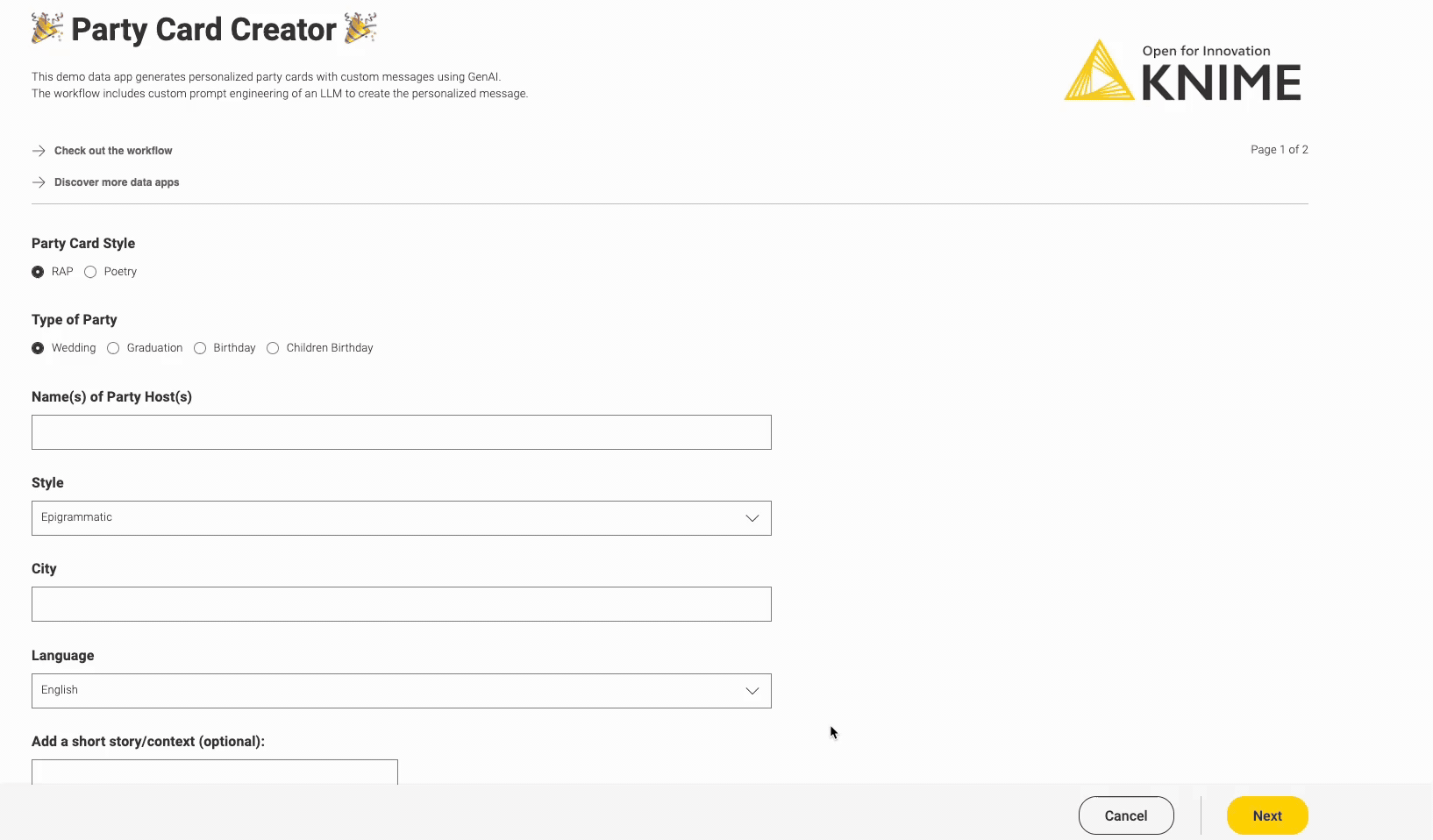 AI Text Generation Interface
