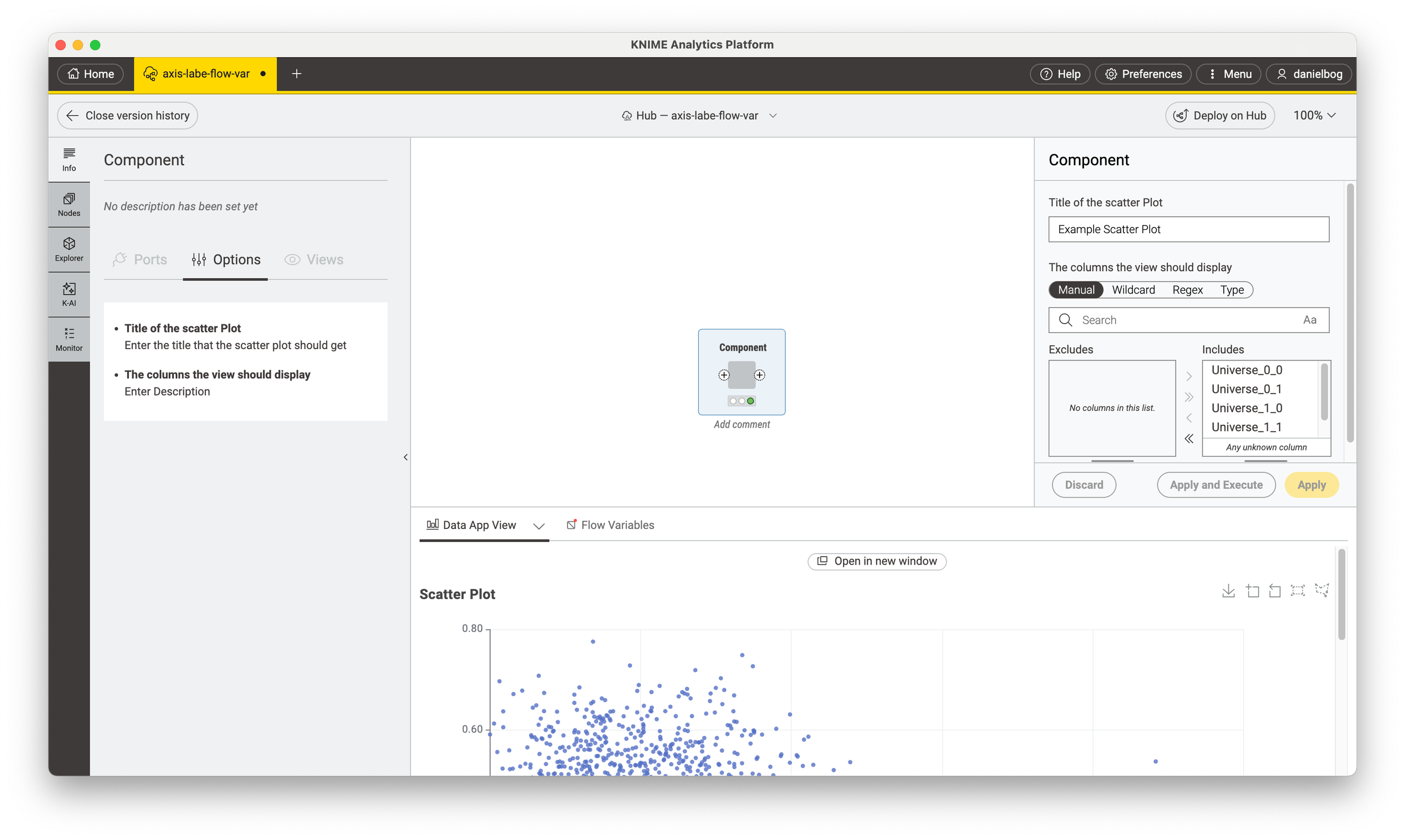 Component configuration and output visualization