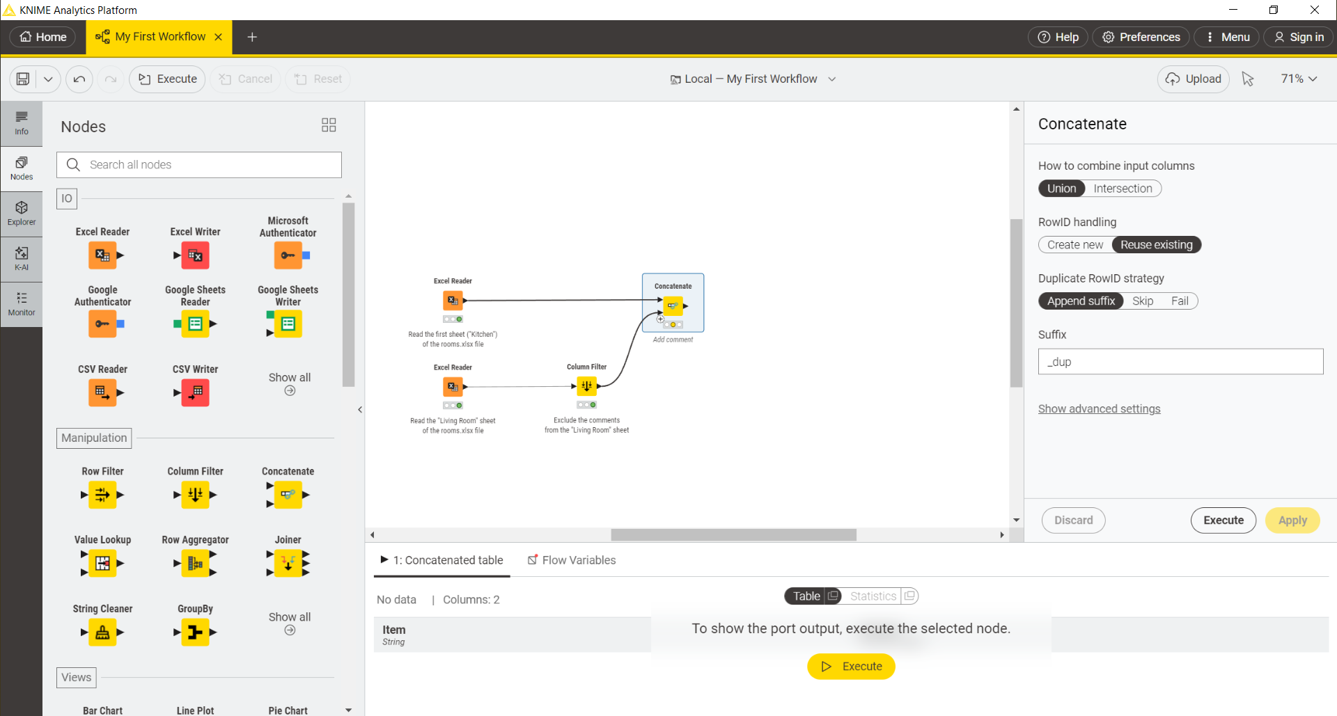 Concatenate in KNIME AP