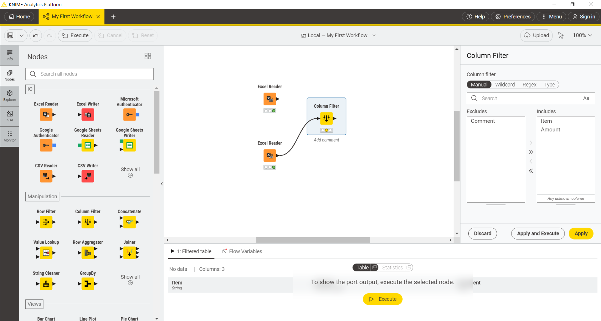 Filtering Data in KNIME AP