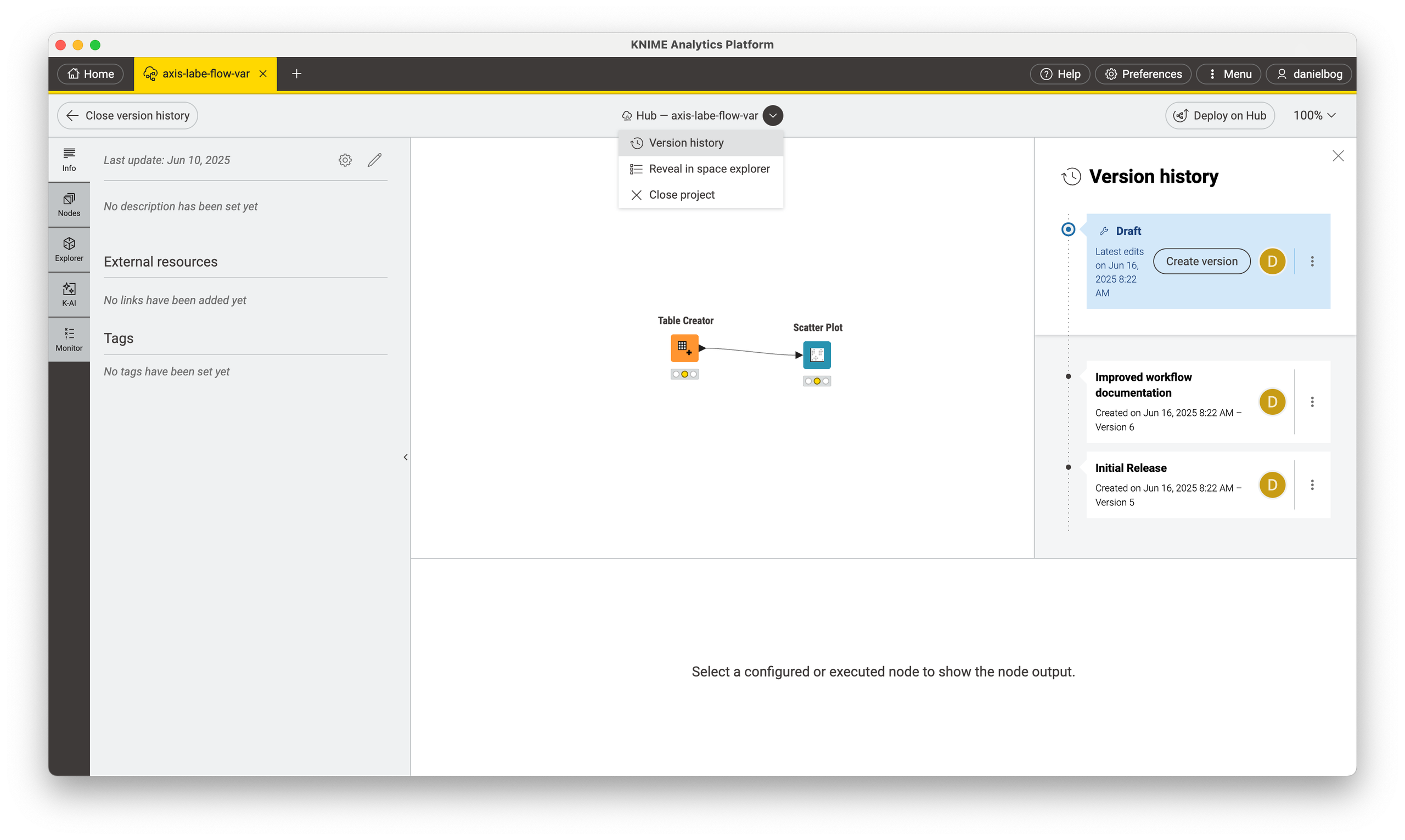 Version workflows directly in KNIME Analytics Platform