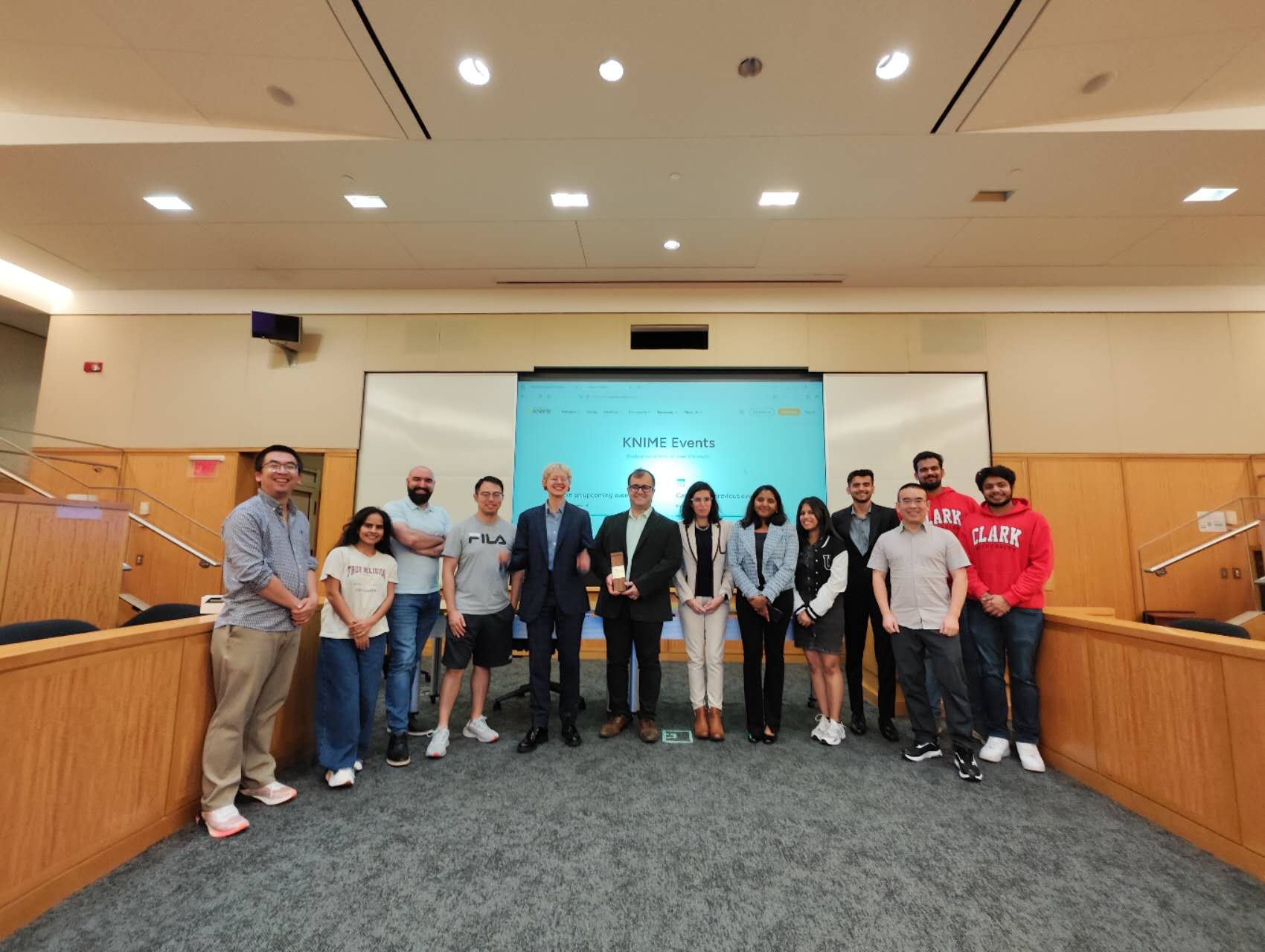 Professor Ahady Dolatsara receiving his KNIME Distinguished Educator award at a Data Connect event in Harvard.