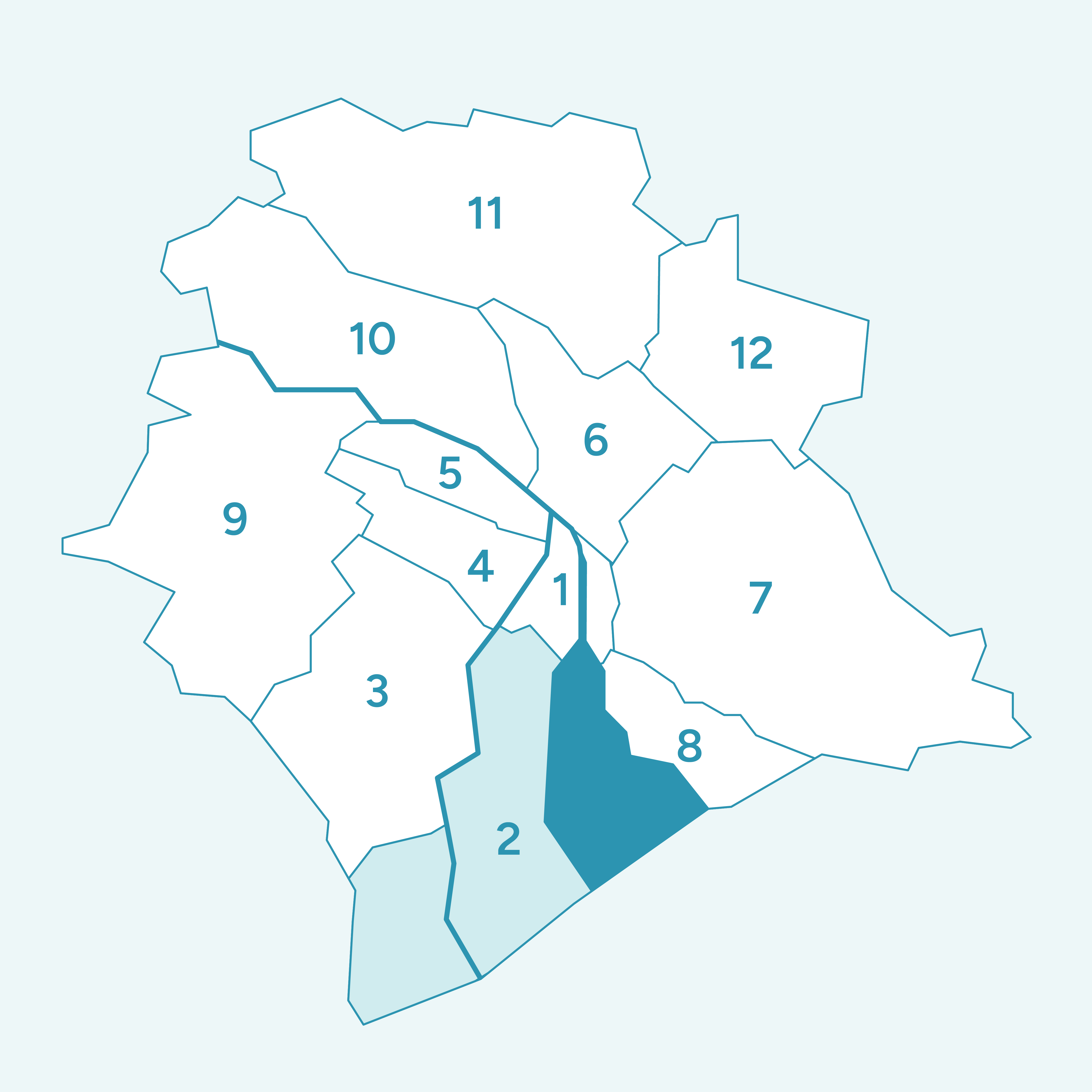 Zurich map split by regions
