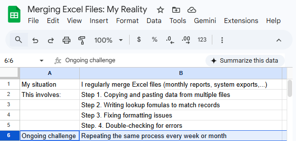 How to merge excel files and automate