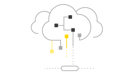 An icon for KNIME cloud, three clouds