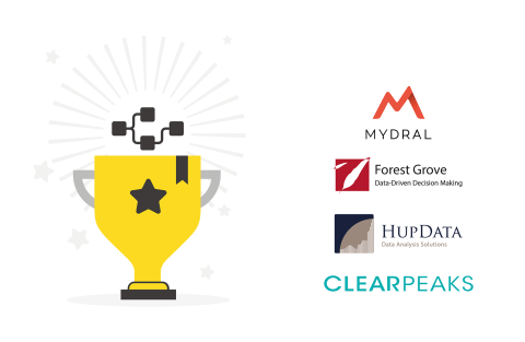 Logos for companies MYDRAL, Forest Grove, HUPDATA and CLEARPEAKS