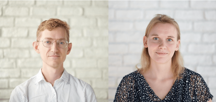 The authors, Maarit Widmann and Corey Weisinger, of Codeless Time Series Analysis with KNIME