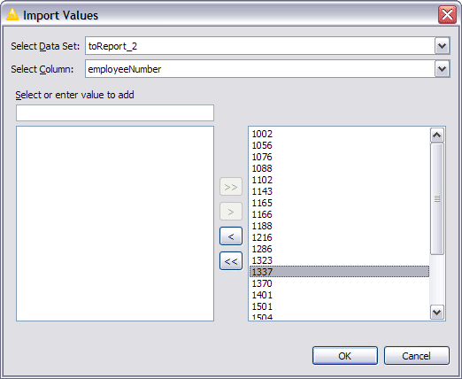 Values can be imported once into a static list