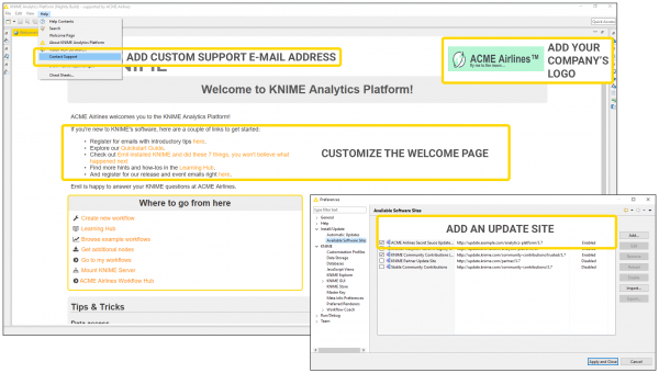 Examples of managing customizations with KNIME Server