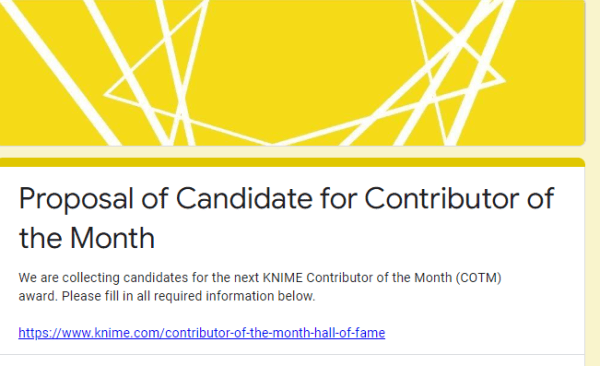 KNIME Contributor of the Month - COTM