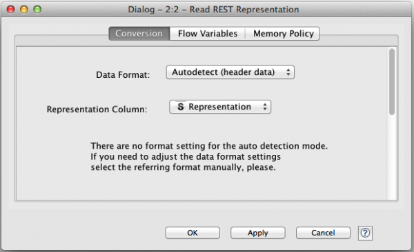 Read representation dialog in autodect mode