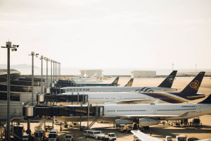 planes sitting at an airport